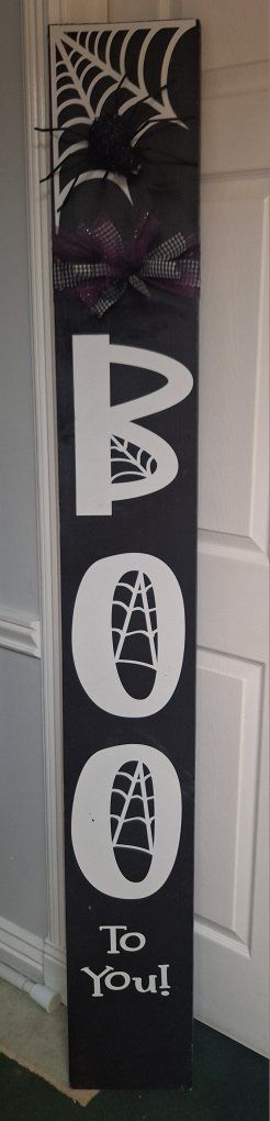 Wooden Halloween Porch Sign - Boo To You Vertical Door Decor 72 Inch