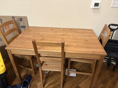 Solid Wood Dining Table + 3 Chairs - $100 OBO
