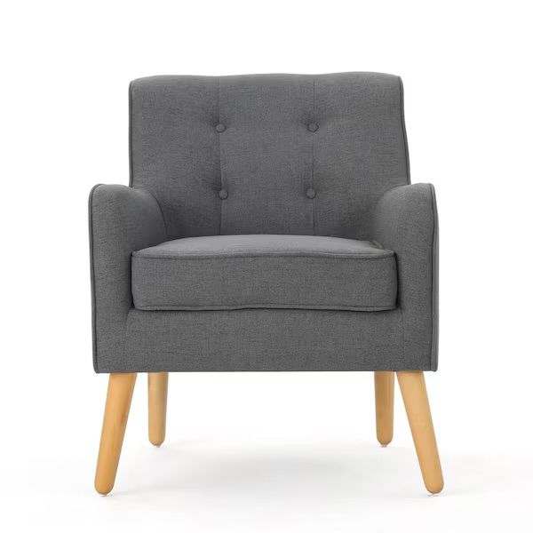 Nobel House Lennox Charcoal Fabric Mid Century Arm Chair