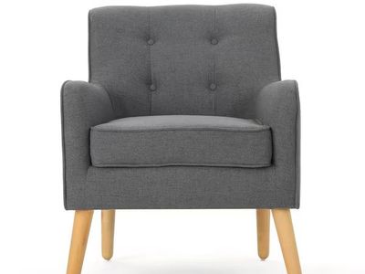 Nobel House Lennox Charcoal Fabric Mid Century Arm Chair
