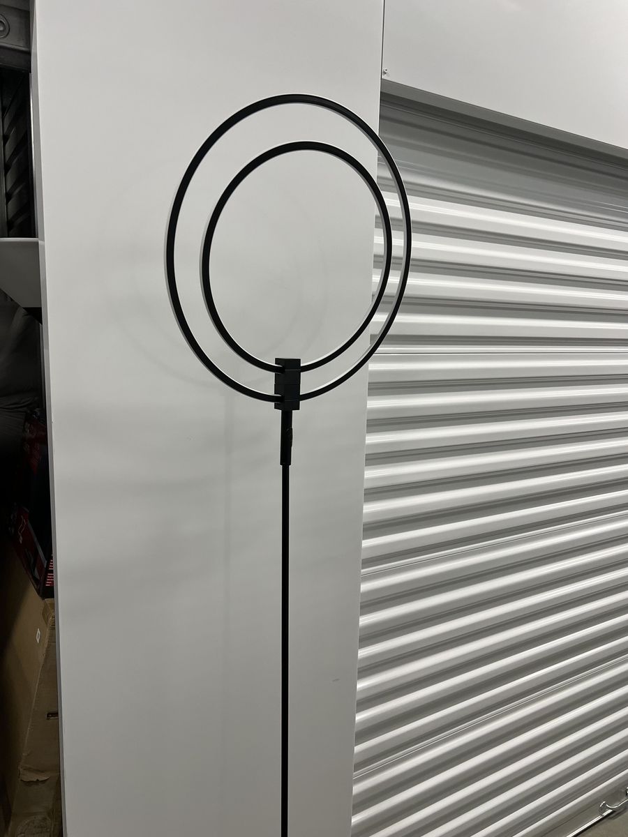 Modern Dimmable Double Ring Black Floor Lamp
