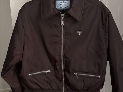 Prada Milano Women's Re-Nylon Bomber Jacket - Brown, Size M, New with Zipper Pockets
