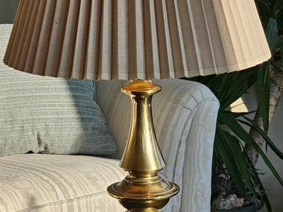 Vintage Stiffel Brass Table Lamp Model 6167 with Pleated Shade
26"Hx16"W