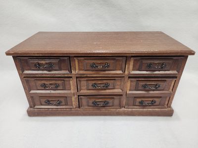MELE VINTAGE MID CENTURY MODERN NINE DRAWER DRESSER JEWELRY MUSIC BOX NICE CONDITION!