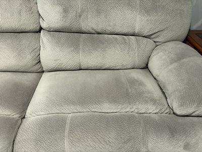 Gray Reclining Fabric Loveseat and couch. Comfortable & Functional Living Room Seating