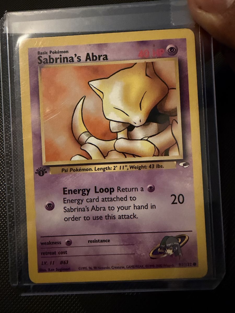 Sabrina's Abra 1st Edition 91/132 Gym Challenge Pokemon Card