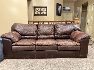 Real Leather Sofa and Love Seat couch and Ottoman