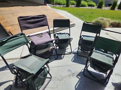 5 camp chairs each with own cooler and mess kit