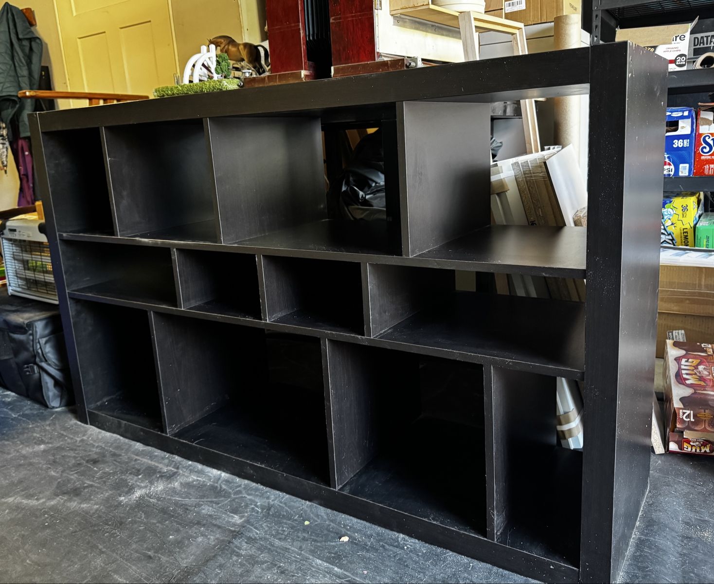 Brown IKEA bookshelf