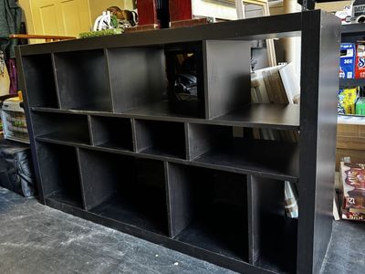 Brown IKEA bookshelf