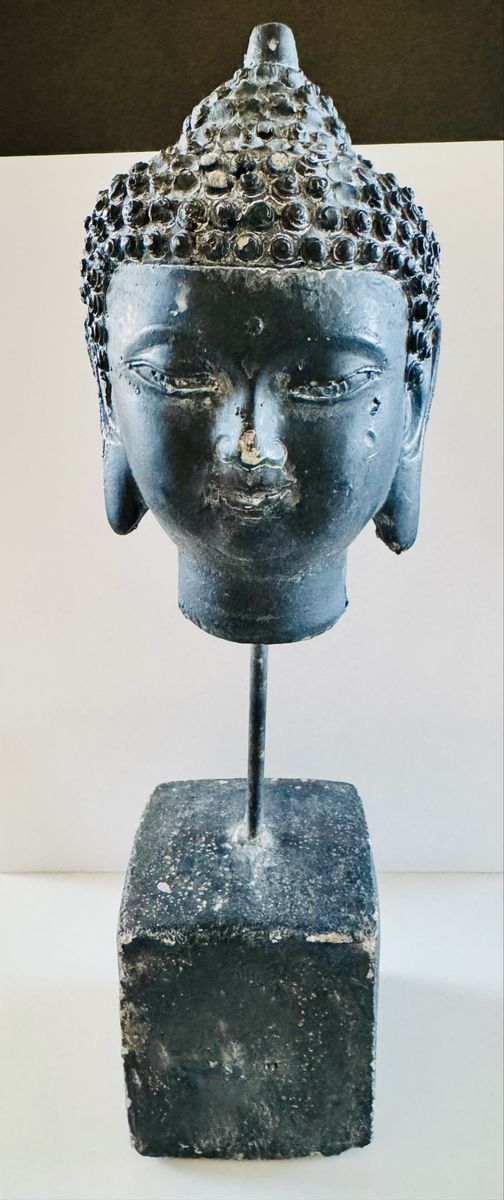 Buddha Bust on Pedestal Figurine Black - Inka Sculpture $22