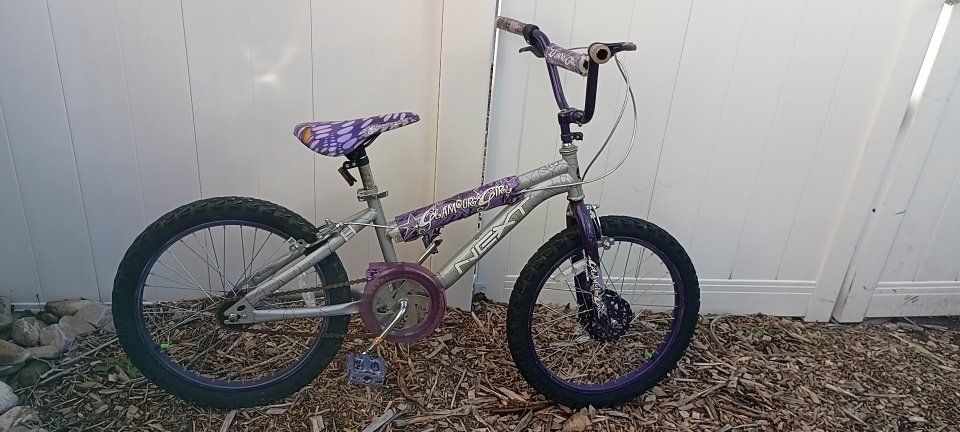 Next Glamour Girl Kids' BMX Bike, Purple/Silver, 20-inch Wheels