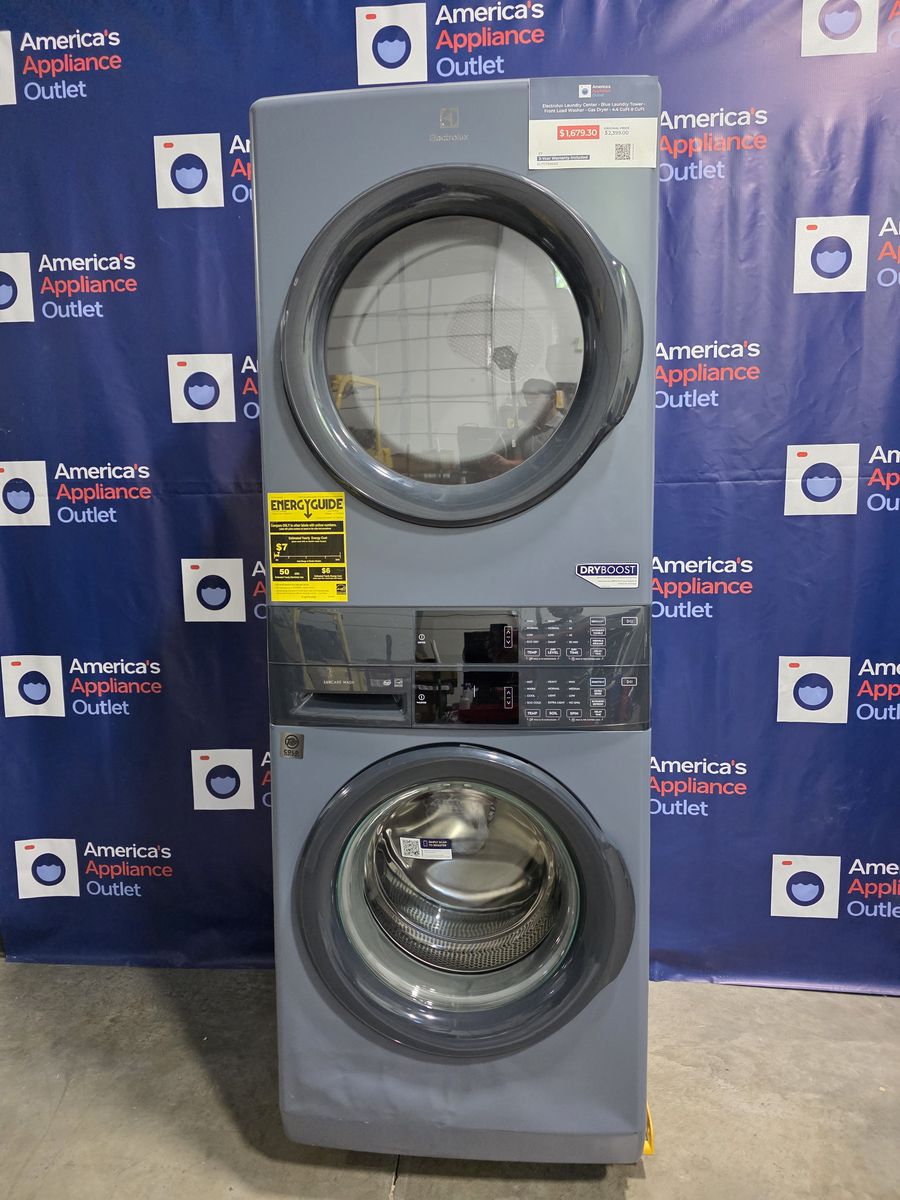 Electrolux Laundry Center - Blue Laundry Tower - Front Load Washer - Gas Dryer - 4.4 CuFt 8 CuFt