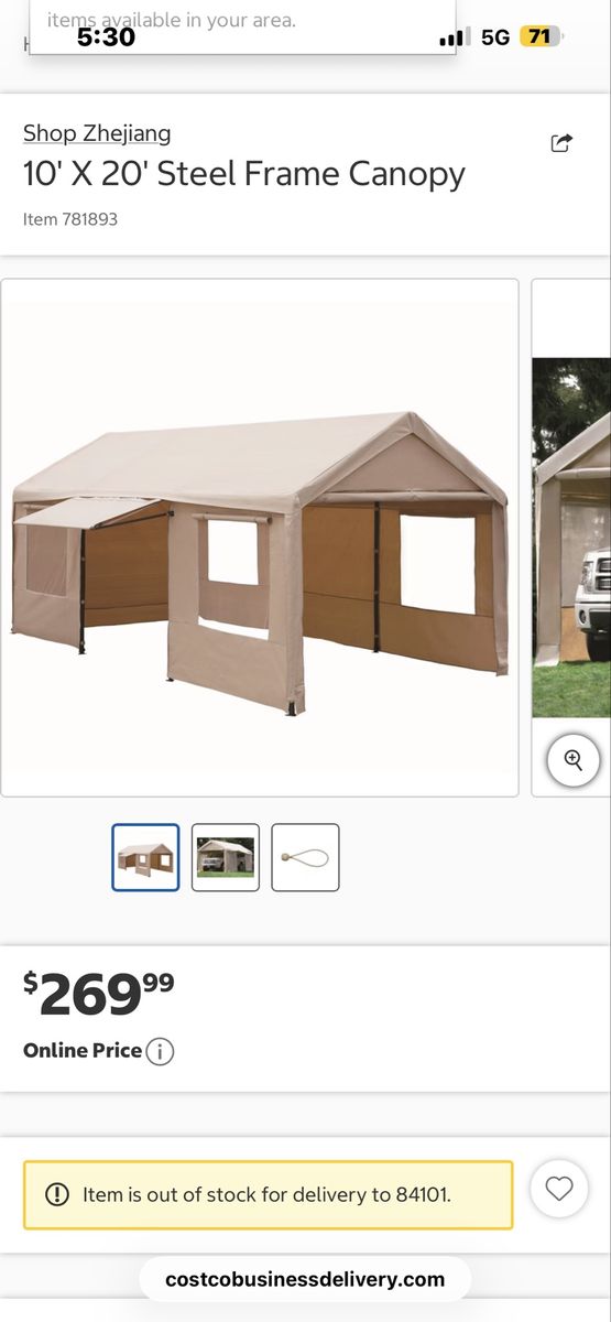 20’x10’ Steel frame canopy