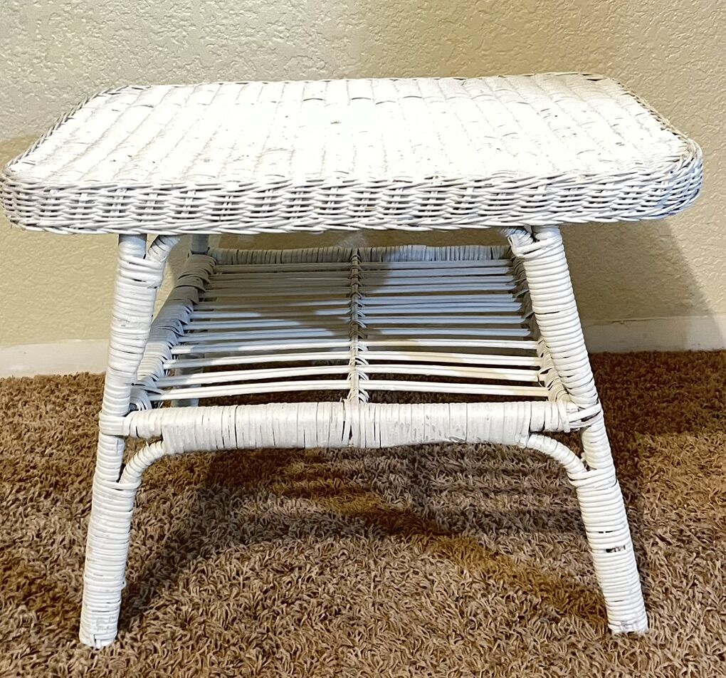 White Wicker Table