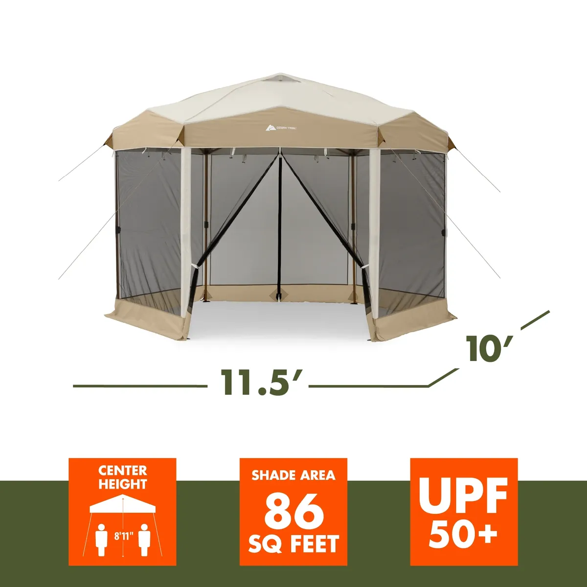 BRAND NEW Ozark Trail 12' x 10' Glamping Hexagon Lighted Canopy