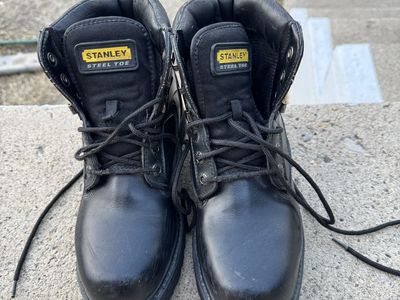 Stanley Steel Toe Work Boots Men's US Size 7 Black Ankle Safety Footwear