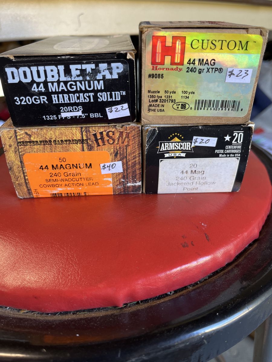 Hornady, DoubleTap, HSM, Armscor .44 Magnum Ammunition - Mixed Grain & Bullet Types