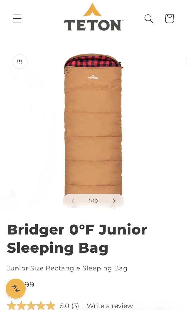 Teton Bridger 0°F Junior Sleeping Bag