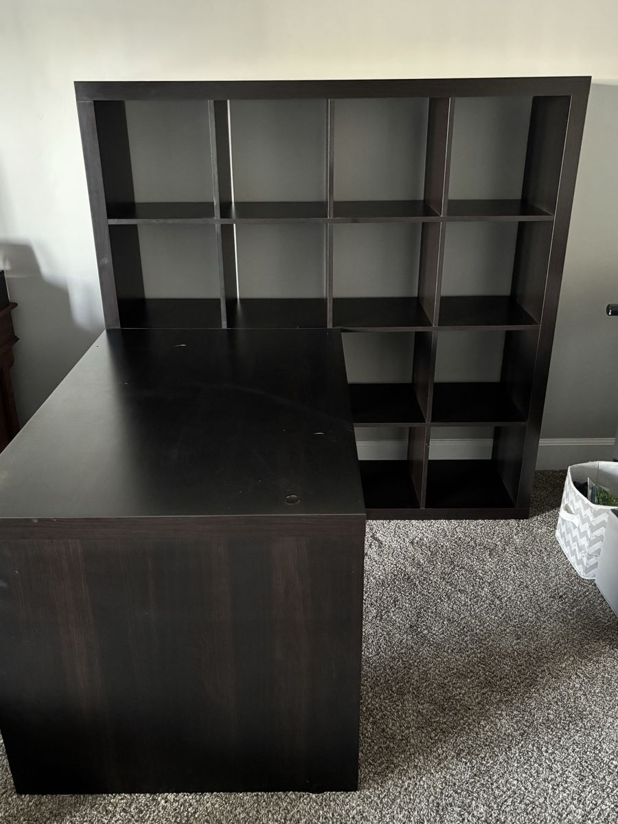 Craft desk with cubbies
