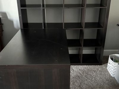 Craft desk with cubbies