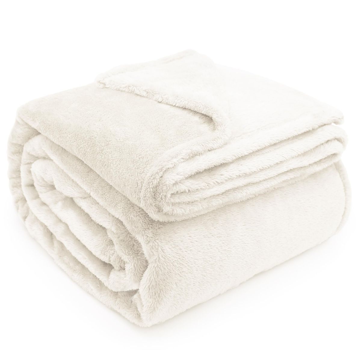 Luxurious Creamy White Plush Flannel Fleece Throw Blanket - Super Soft & Cozy