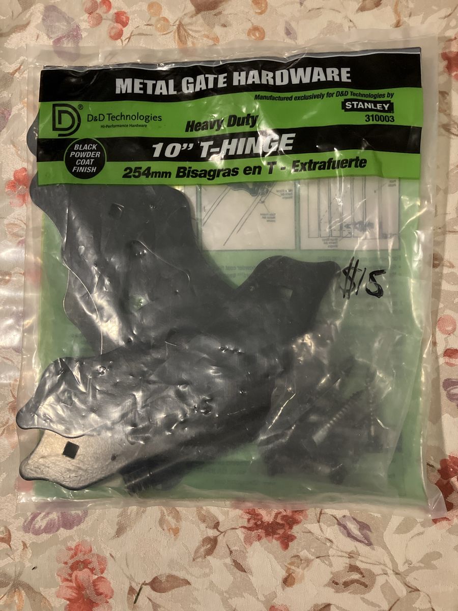 D&D Technologies Stanley 10 Inch Heavy Duty T-Hinge Black Powder Coat Gate Hardware 310003