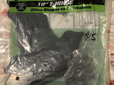 D&D Technologies Stanley 10 Inch Heavy Duty T-Hinge Black Powder Coat Gate Hardware 310003