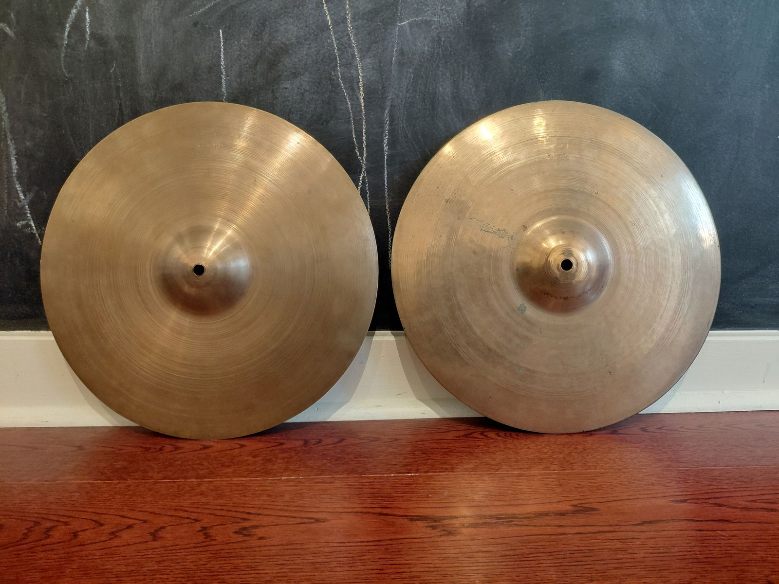 Vintage 1940s A Avedis Zildjian 14" Transition Stamp Hi-hat Cymbals 670g 685g