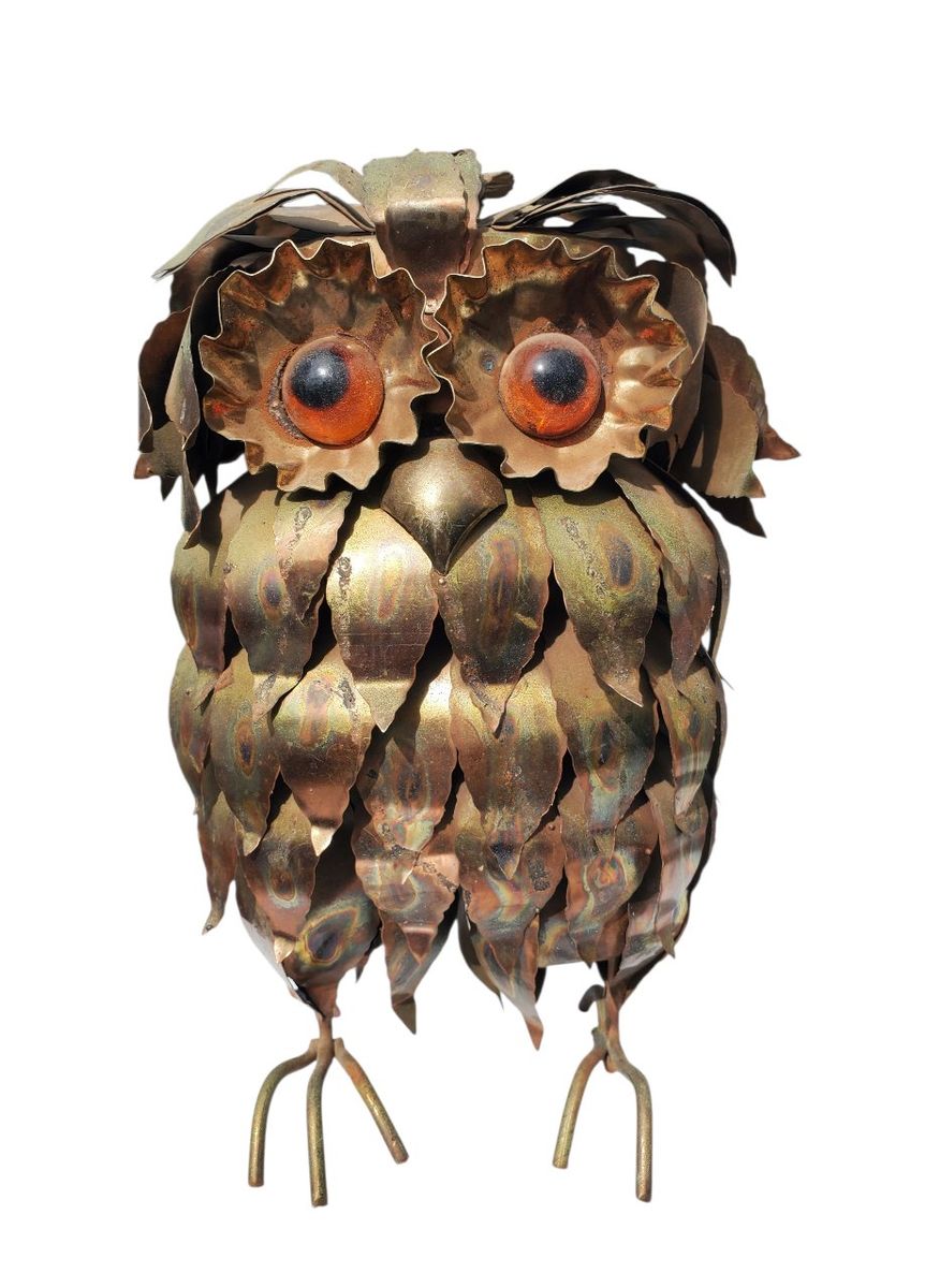 Vintage Brutalist Metal Owl | Mid Century