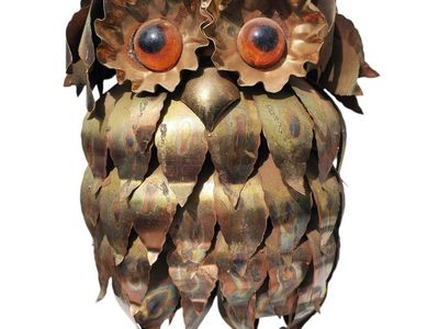Vintage Brutalist Metal Owl | Mid Century