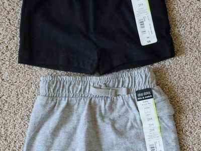 Okie Dokie Baby Shorts (2) Black & Gray, Size 3M, NWT