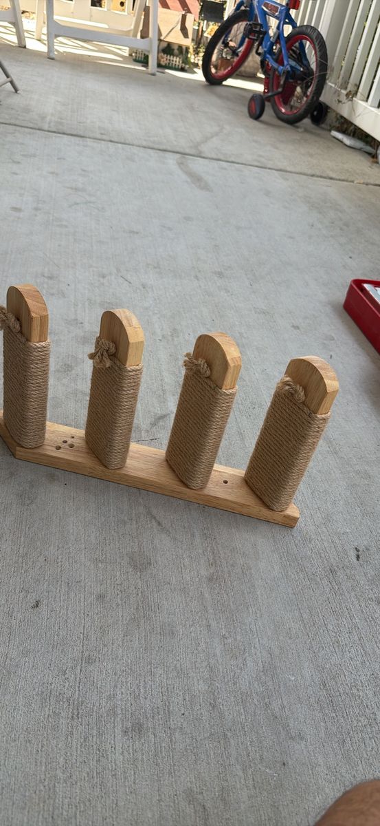 Wooden Cat Scratching Post Wall Mount Sisal Rope Covered Shelf
