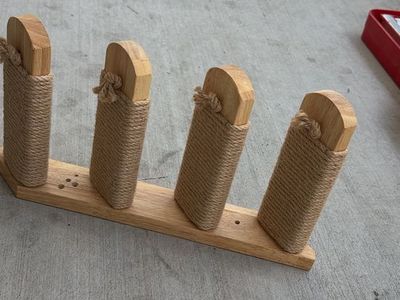 Wooden Cat Scratching Post Wall Mount Sisal Rope Covered Shelf
