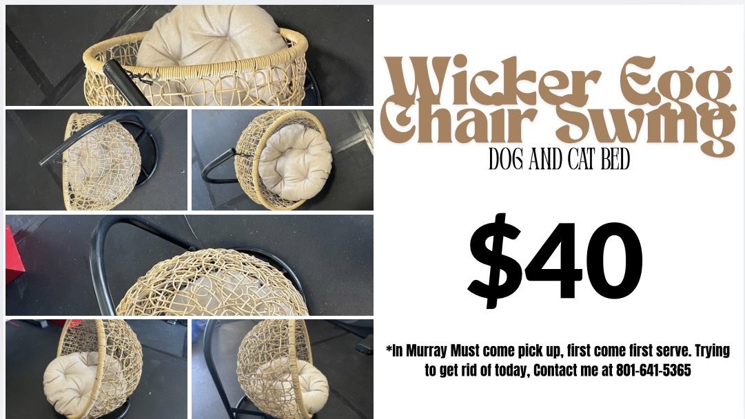 Wicker Egg Chair Swing Dog and Cat Bed - Cozy Pet Furniture