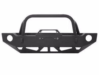 Heavy-Duty Steel Front Bumper with Winch Plate & Bull Bar - Off-Road Ready
