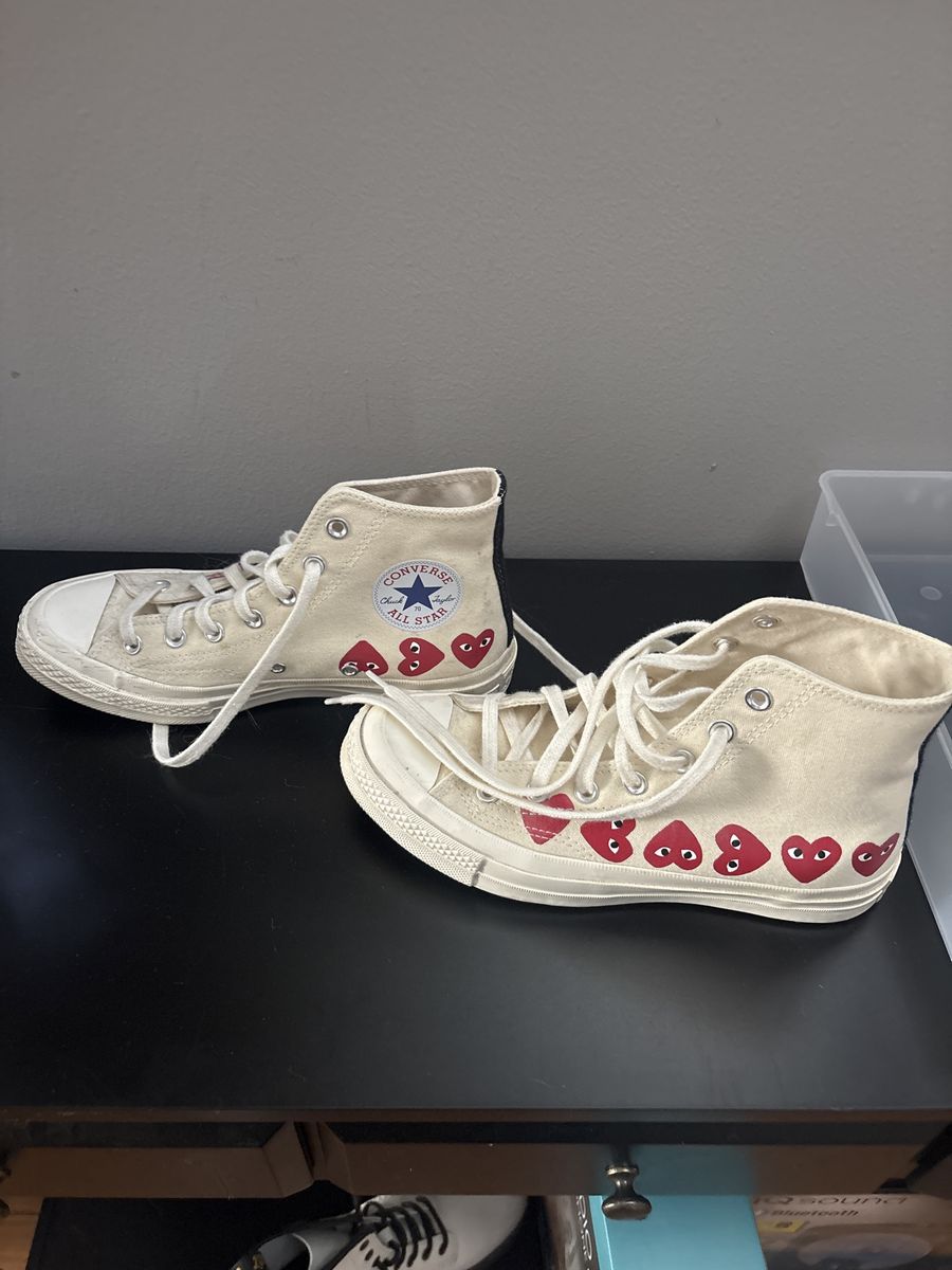 Converse Comme des Garcons PLAY Chuck 70 Hi-Top Sneakers, Off-White, Women's 8/Men's 6