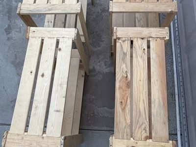 Set of 4 Wooden Slat Shelving Units Rustic Storage Racks