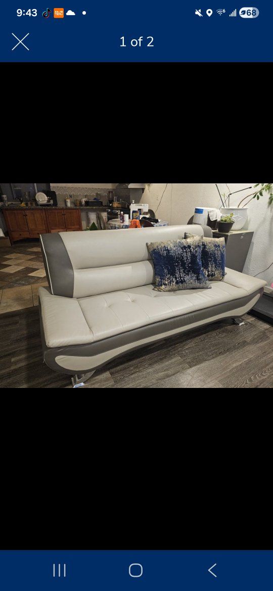 Modern Grey & Cream white Convertible Sofa