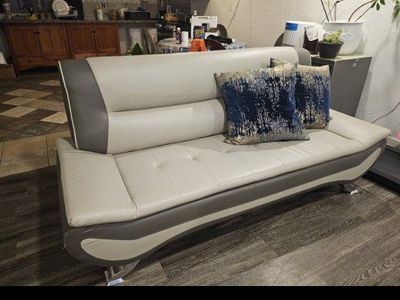 Modern Grey & Cream white Convertible Sofa