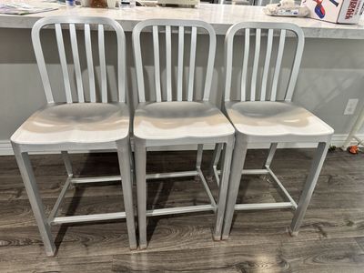 3 Crate & Barrel Aluminum Bar Stool Chairs