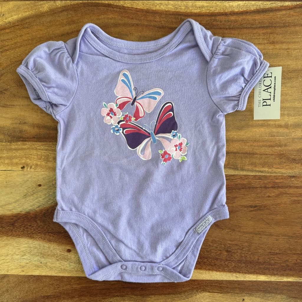 CHILDREN'S PLACE One Piece Bodysuit - Baby Girl 0-3 Mos - Purple - Butterflies
