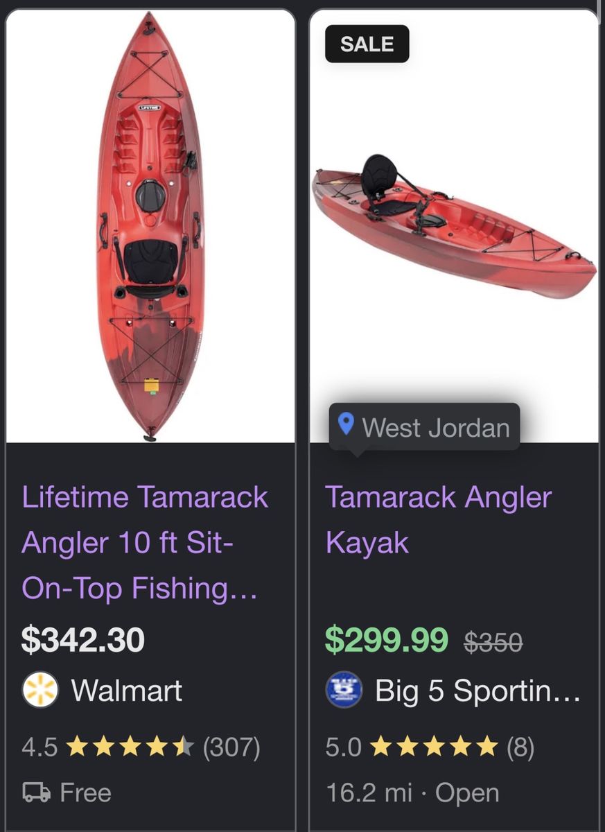 BRAND NEW Lifetime Tamarack Kayak + New Quest Chute Paddle