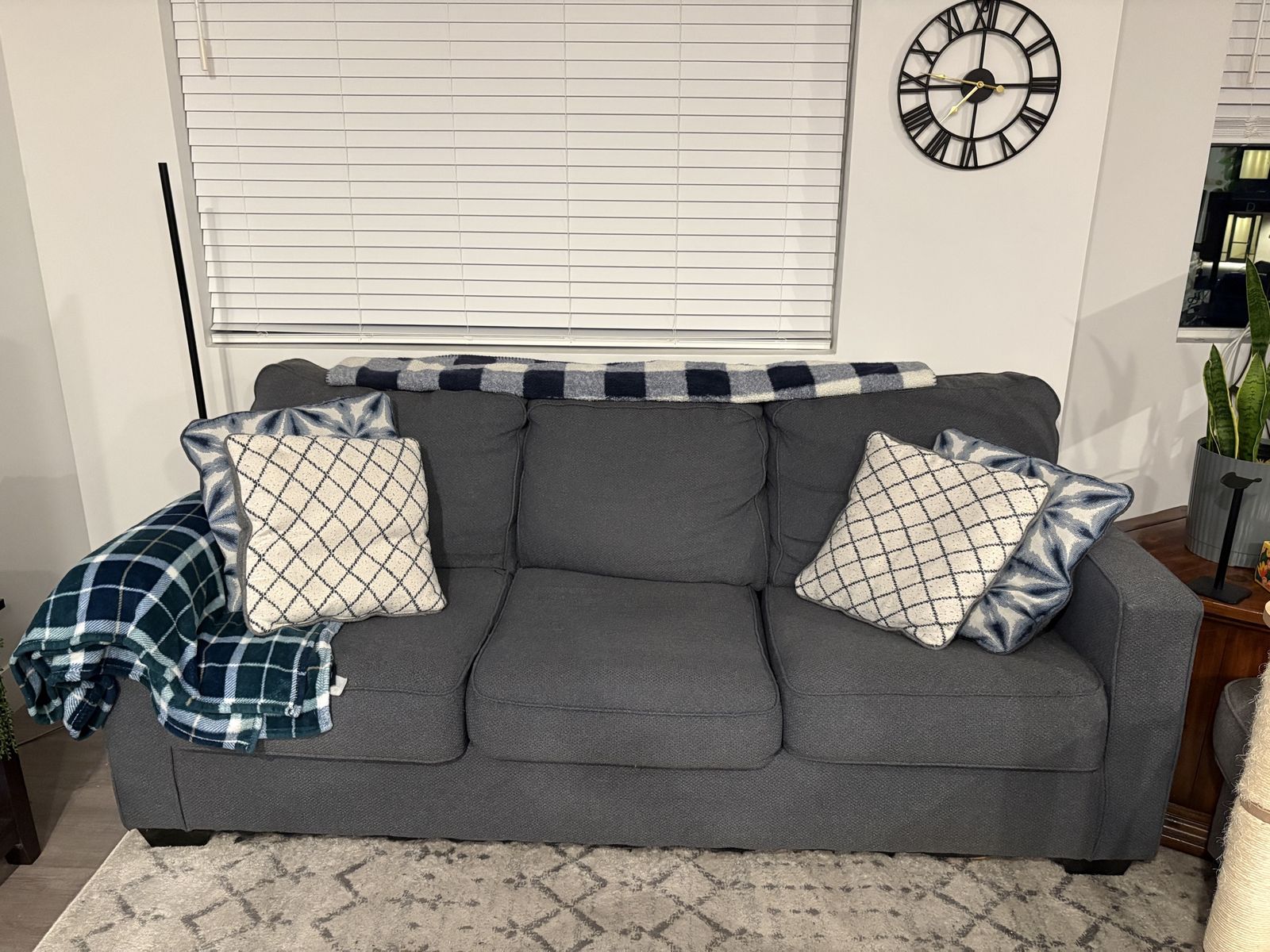 Blue/Gray 3 Seater Couch