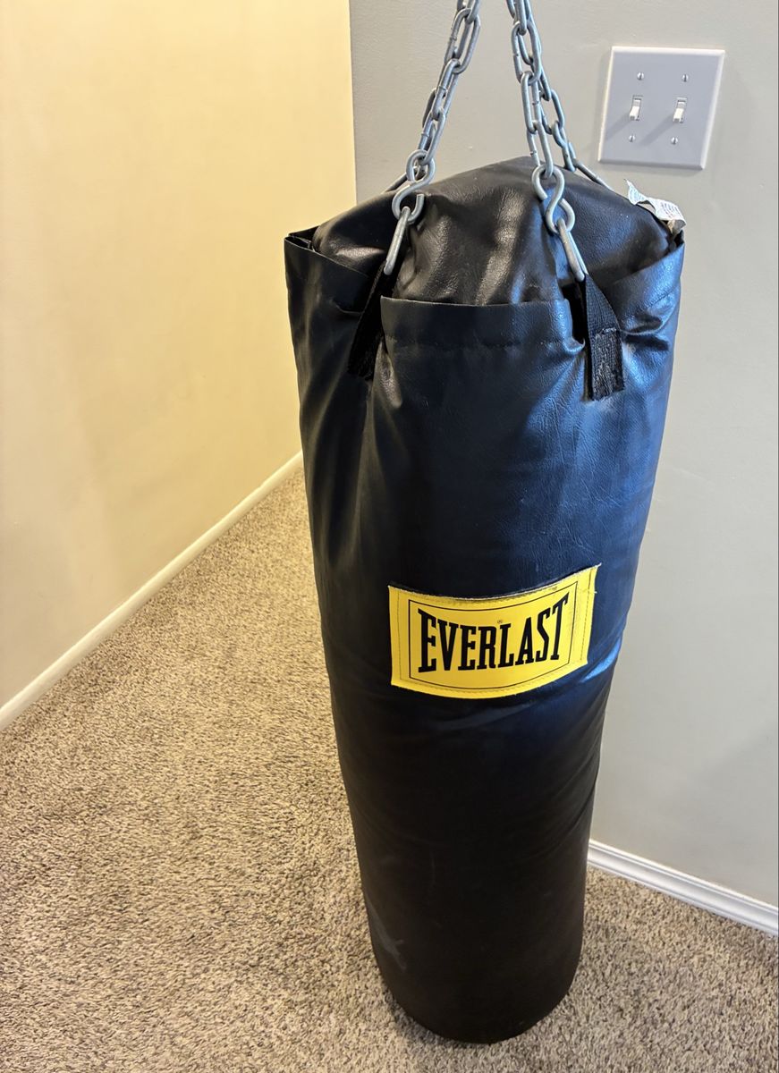 Everlast Black Heavy Duty Punching Bag - Used, Great Condition for Home Workouts