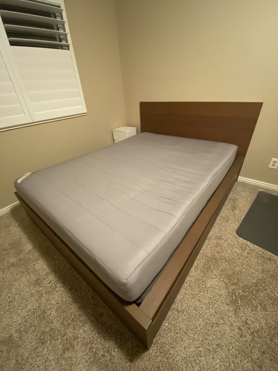 Brown Queen Size Bed Frame with Storage