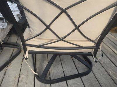 4 Outdoor Patio deck club Swivel Rocker Chairs with Beige Cushions - Black Metal Frame