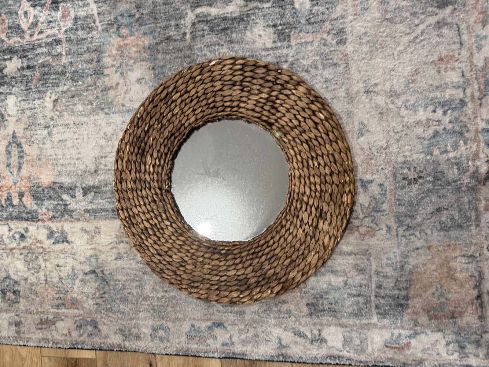 Handwoven Rattan Round Wall Mirror - Natural Bohemian Decor Accent