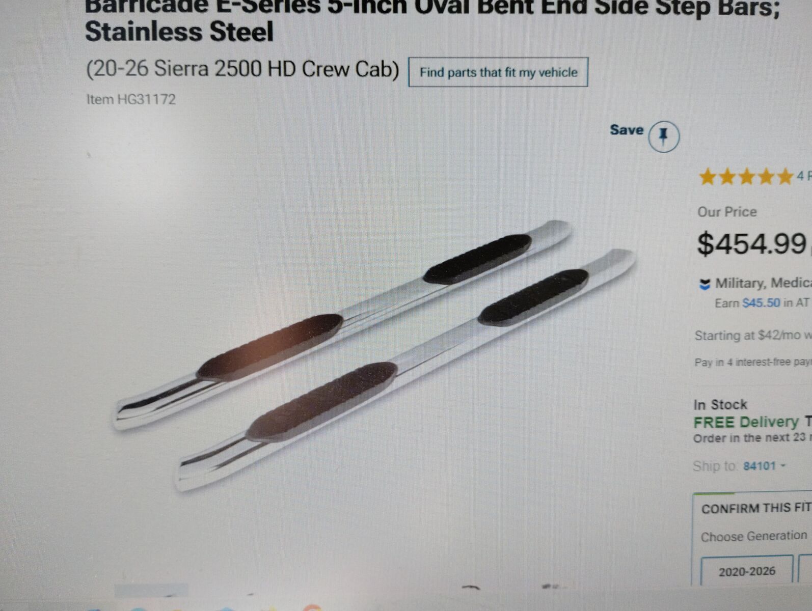 2020-to 2026 gm crew cab stianless steel steps open to offers or trades