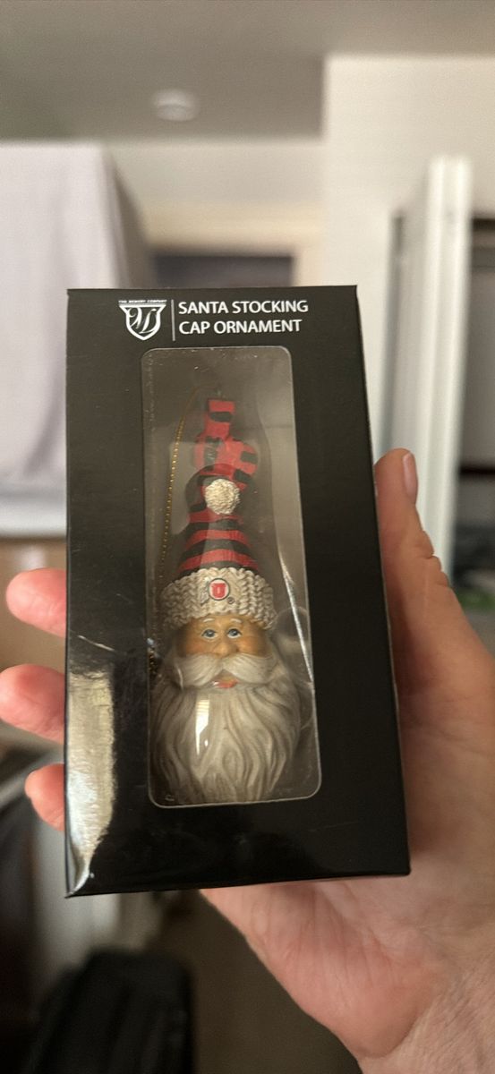 Santa Stocking Cap Ornament with Ute Logo - Christmas Decor, New in Box